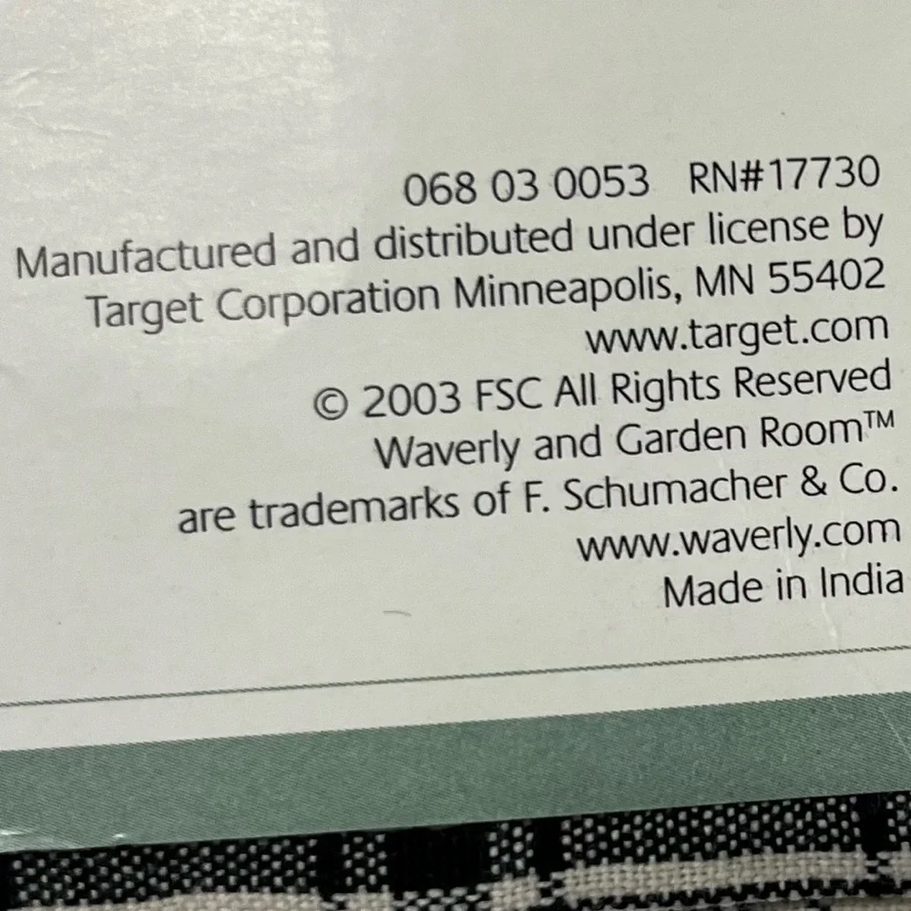 Waverly garden room Tie Up Valance 45” x 45” Wellington Plaid New Not In Package